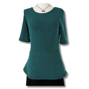 PLUM Teal green and black polka dot short sleeve plum top ~ XS SMALL goth shirt